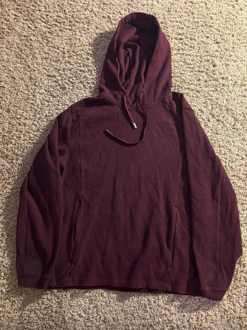 7 Diamonds Restoration Performance Hoodie Size L Maroon Waffle Knit